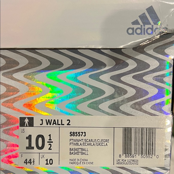 Adidas J Wall 2 Silver and White Sneakers - Picture 2 of 11